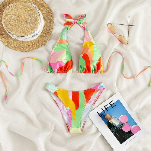 Bikini ras-du-cou à blocs de couleurs aléatoire - SHEIN - Modalova