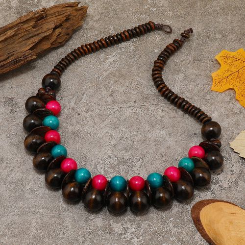 Collier à perles de couleur aléatoire en bois - SHEIN - Modalova
