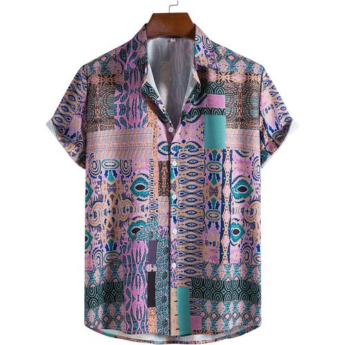 Chemise à imprimé patchwork à bouton (sans t-shirt) - SHEIN - Modalova