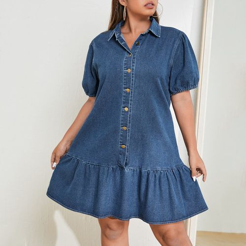 Robe en jean manches bouffantes à volants - SHEIN - Modalova