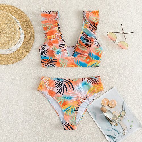 Bikini aléatoire à imprimé tropical à volants - SHEIN - Modalova