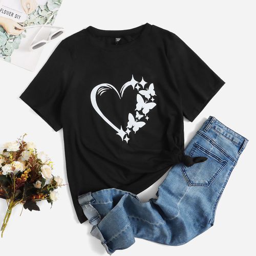 T-shirt cœur et papillon - SHEIN - Modalova
