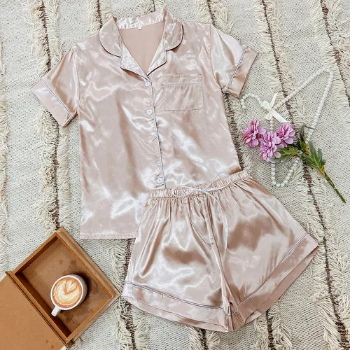 Ensemble de pyjama short & blouse en satin - SHEIN - Modalova