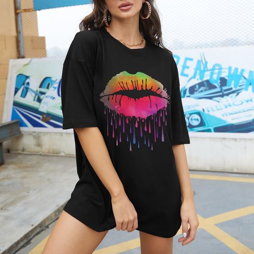 T-shirt oversize à imprimé lèvre - SHEIN - Modalova