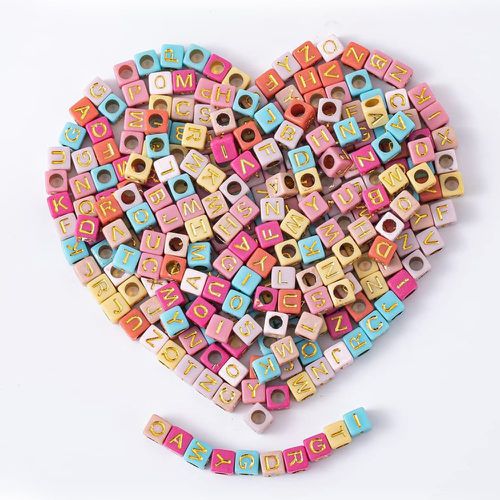 Pièces de couleur aléatoire & à lettres géométrique DIY perle - SHEIN - Modalova