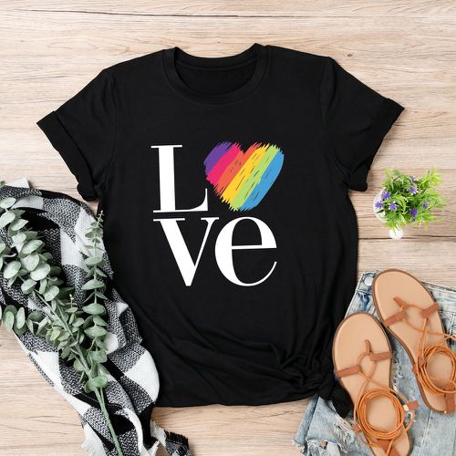 T-shirt LGBT arc-en-ciel cœur et lettre - SHEIN - Modalova