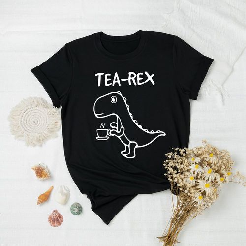 T-shirt à imprimé dinosaure et lettre - SHEIN - Modalova