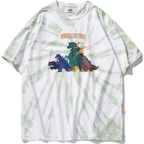 T-shirt tie dye slogan & à imprimé dinosaure - SHEIN - Modalova
