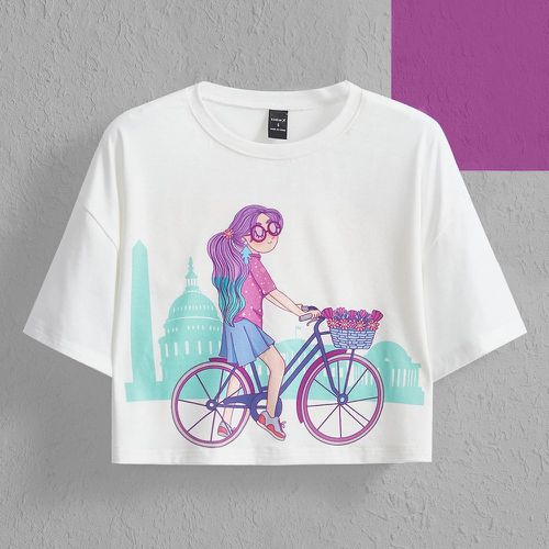 T-shirt à motif bicyclette et figure - SHEIN - Modalova