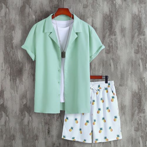 Unicolore Chemise & à imprimé ananas à cordon Short (sans t-shirt) - SHEIN - Modalova