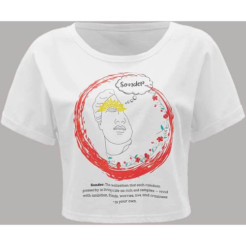 T-shirt à imprimé slogan et graphique manches pattes - SHEIN - Modalova