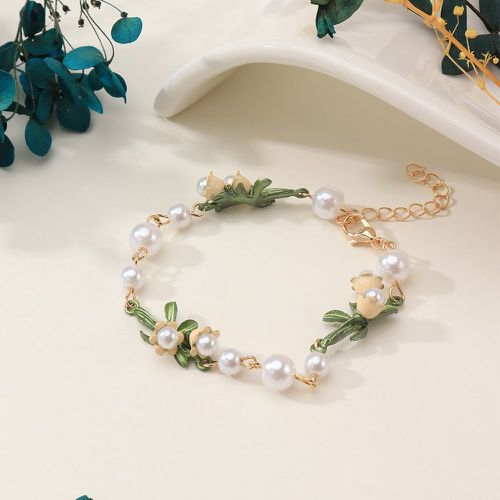 Bracelet fleur & à fausse perle - SHEIN - Modalova