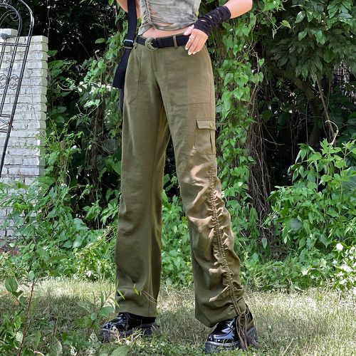Pantalon cargo grunge taille haute à cordon poche à rabat - SHEIN - Modalova