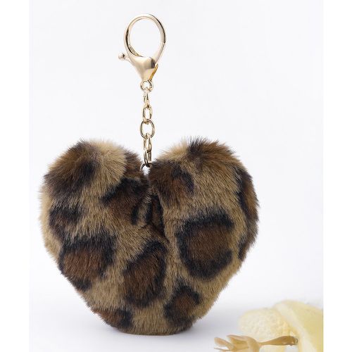 Breloque de sac à motif léopard en tissu duveteux à détail cœur - SHEIN - Modalova