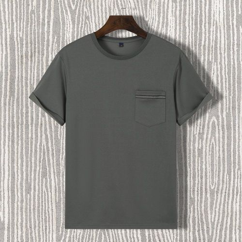 T-shirt à bande contrastante patch à poche - SHEIN - Modalova