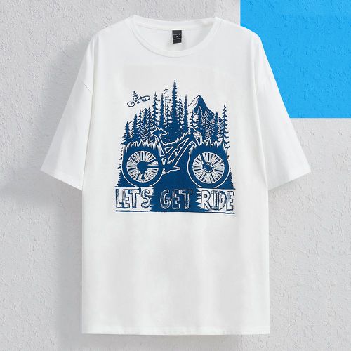 T-shirt à imprimé slogan et bicyclette - SHEIN - Modalova