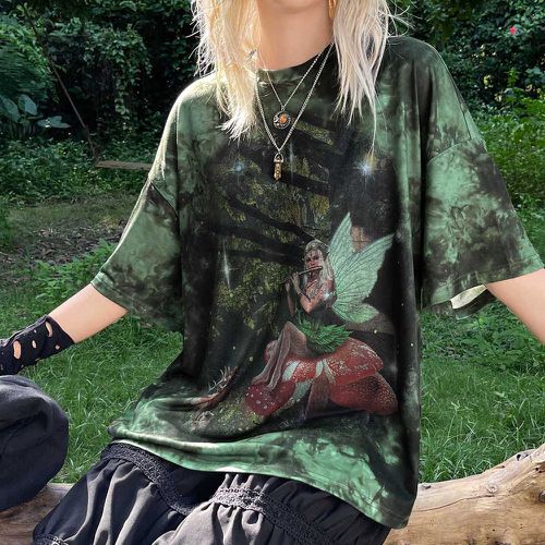 T-shirt grunge à motif figure tie dye - SHEIN - Modalova