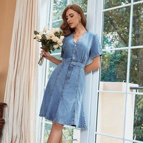 Robe en jean à ruché fendu - SHEIN - Modalova