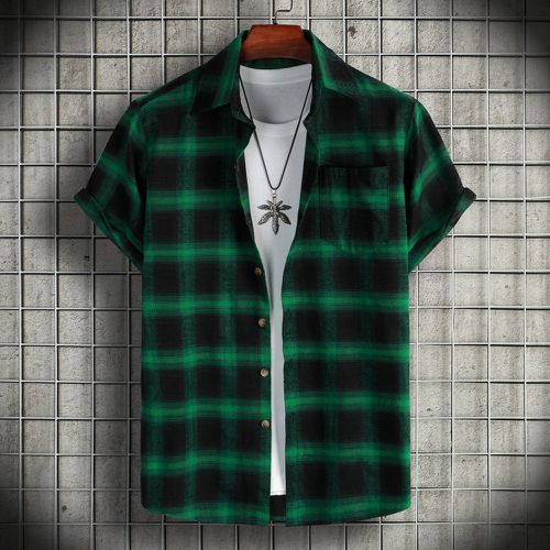 Chemise à carreaux patch à poche (sans t-shirt) - SHEIN - Modalova