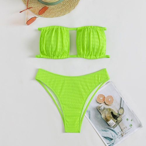 Bikini vert fluo texturé à nœud - SHEIN - Modalova