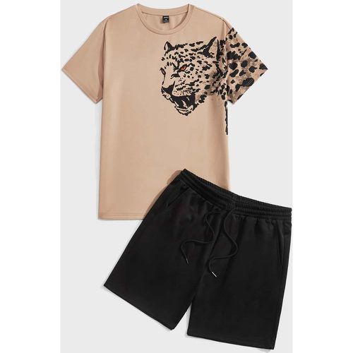 T-shirt à léopard & Short à poches - SHEIN - Modalova
