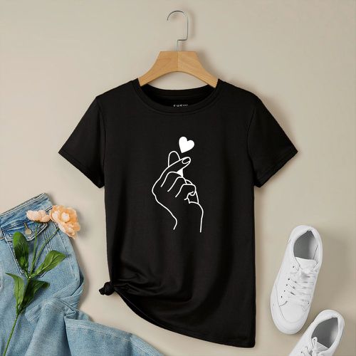 T-shirt à imprimé cœur et geste - SHEIN - Modalova