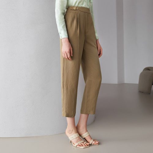 Pantalon en lin à boucle - SHEIN - Modalova