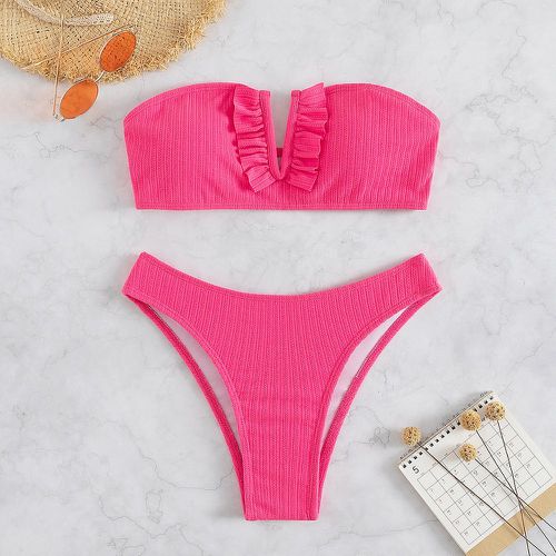 Bikini rose fluo à plis - SHEIN - Modalova