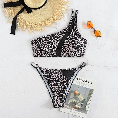 Bikini à léopard avec tulle asymétrique - SHEIN - Modalova