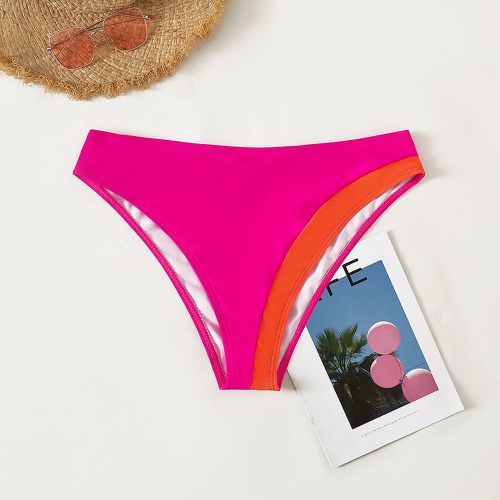 Bas de bikini rose fluo à bordure contrastante - SHEIN - Modalova