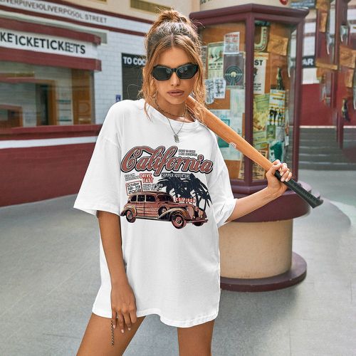 T-shirt oversize voiture et lettre - SHEIN - Modalova