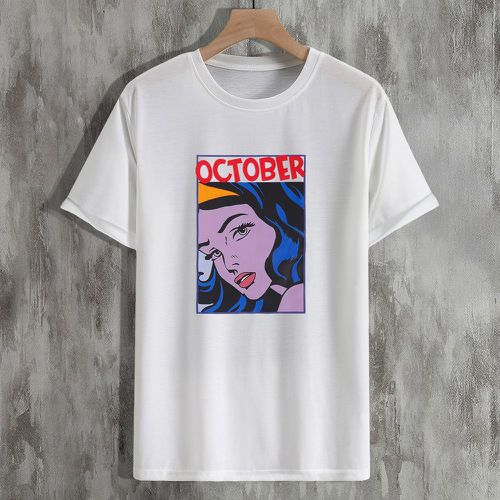 T-shirt à motif lettre et figure - SHEIN - Modalova