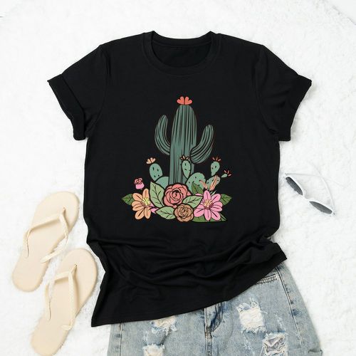T-shirt à imprimé floral et cactus - SHEIN - Modalova