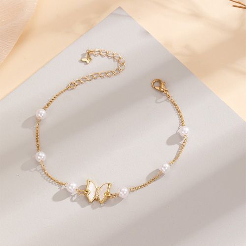 Bracelet papillon & à fausse perle - SHEIN - Modalova