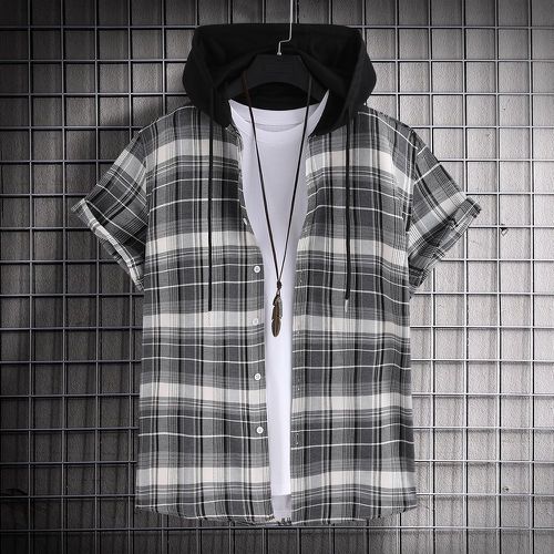 Chemise à carreaux à cordon à capuche (sans t-shirt) - SHEIN - Modalova