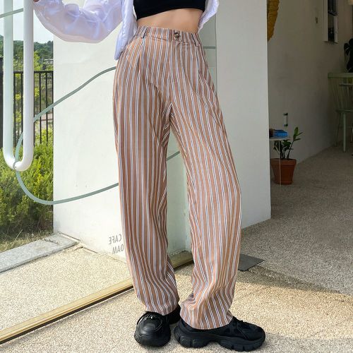 Pantalon ample taille haute à rayures - SHEIN - Modalova