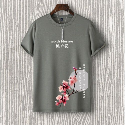 Homme T-shirt fleuri à lettre - SHEIN - Modalova