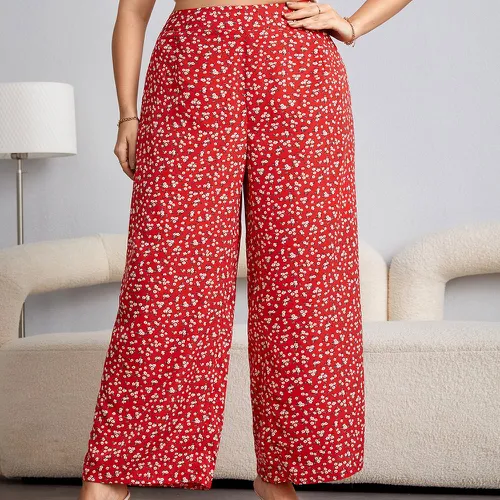 Pantalon ample taille haute fleuri - SHEIN - Modalova