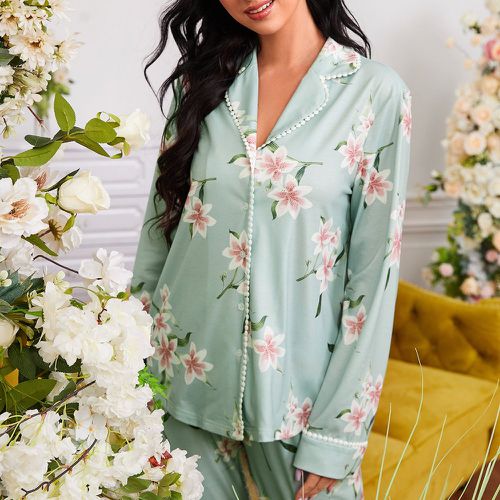 Haut de pyjama à imprimé floral avec dentelle - SHEIN - Modalova