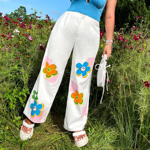 Pantalon ample mode dopamine taille haute à imprimé floral - SHEIN - Modalova