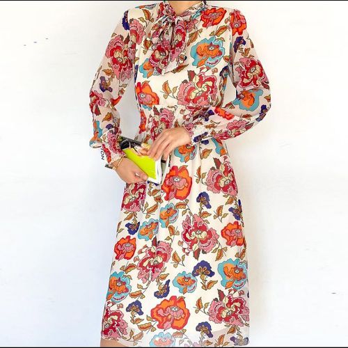 Robe à imprimé floral à nœud - SHEIN - Modalova