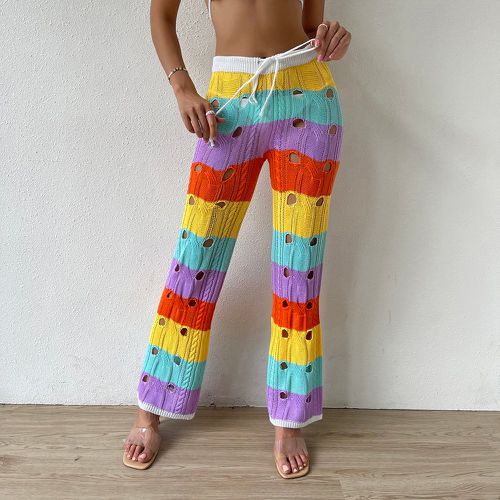 Pantalon de plage (sans bikini) à blocs de couleurs découpe à cordon - SHEIN - Modalova