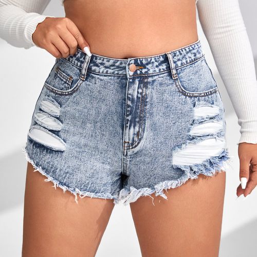 Short en jean déchiré ourlet effiloché - SHEIN - Modalova