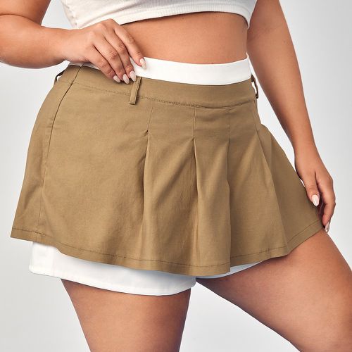 Jupe-short bicolore plissé 2 en 1 - SHEIN - Modalova