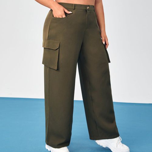 Pantalon cargo taille haute poche à rabat - SHEIN - Modalova