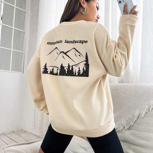 Sweat-shirt à motif montagne et lettre - SHEIN - Modalova