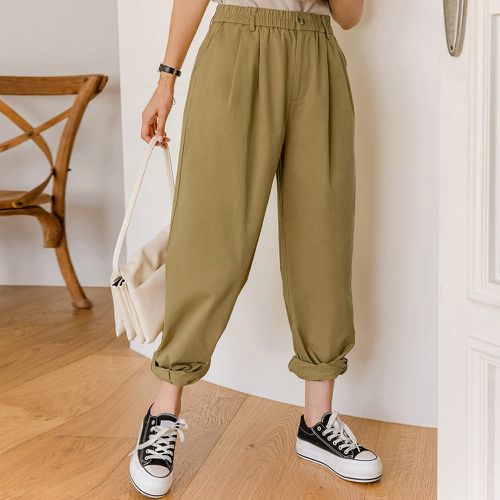 Pantalon droit taille haute à plis - SHEIN - Modalova