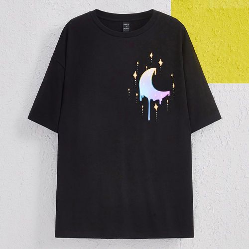 T-shirt à imprimé lune et étoile à quatre branches - SHEIN - Modalova