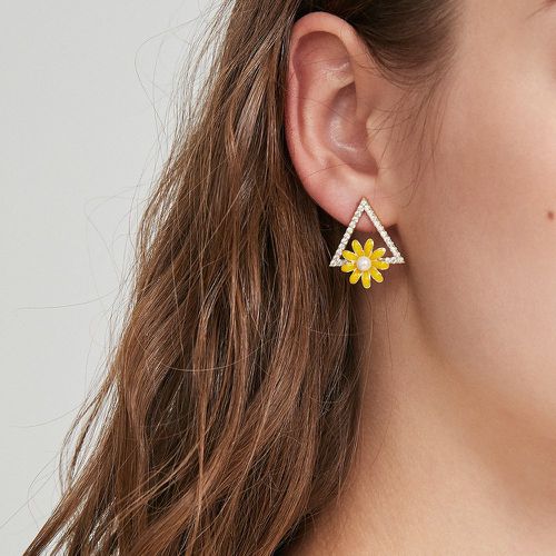 Boucles d'oreilles zircone cubique et fleur - SHEIN - Modalova