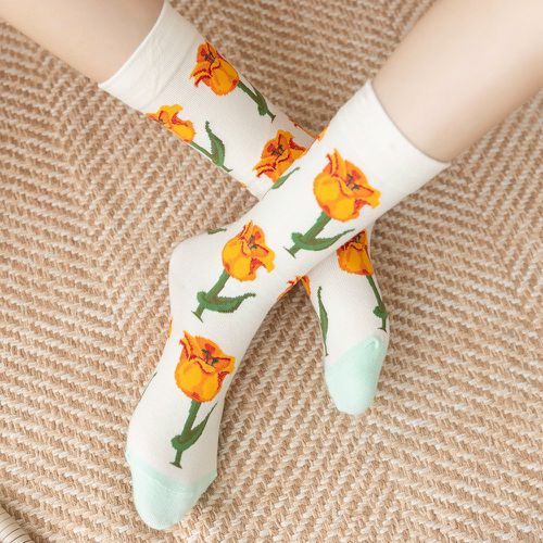 Chaussettes à imprimé floral - SHEIN - Modalova